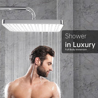 1 x RAW Customer Returns Rain shower head shower head 35X22cm rain shower square watersaving YUANNY head shower with anti-limescale nozzles adjustable built-in shower heads bathroom large overhead shower square chrome, white - RRP €30.24