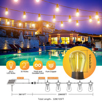 1 x RAW Customer Returns GlobaLink Outdoor Solar Fairy Lights, 30 2 LED 32M Fairy Lights Bulbs with USB Solar Charging Method, 4 Modes with Remote Control Dimmable IP65 Waterproof for Garden, Balcony, Party, Patio Decoration Outdoor - RRP €79.99