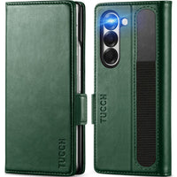 1 x RAW Customer Returns TUCCH Folding Case for Galaxy Z Fold 6 Case with S Pen Holder, Stand Function Card Slot RFID Blocker Shockproof PU Leather Flip Case Compatible with Galaxy Z Fold6 5G 7.6 inch 2024, Dark Green - RRP €30.99