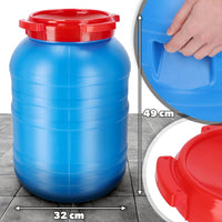 1 x RAW Customer Returns KADAX plastic barrel, 30L barrel made of HDPE plastic with lid, lidded barrel, bung barrel, multifunctional plastic barrel, universal barrel, water barrel, wide neck barrel 1 piece, blue  - RRP €30.24