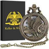 4 x Brand New Keller Weber Vintage Wolf Pocket Watch for Men, Wolf Gift for Men, Valentine s Day Gift, Birthday Gift, Necklace Gift for Women - RRP €62.92