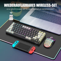 1 x RAW Customer Returns RedThunder K84 Wireless Gaming Keyboard and Mouse Set, QWERTZ German, 75 TKL Compact Layout, 2380mA Battery Capacity with RGB Lighting, 3200 DPI Honeycomb Mouse for PS5 PC Mac Gamer - RRP €60.49