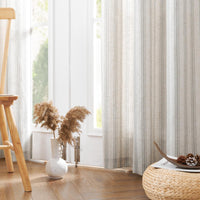 1 x RAW Customer Returns TOPICK Linen Striped Curtains Gray Stripe Curtains with Eyelets Ticking Stripe Pattern Linen Look Curtains Light Filtering for Living Room Pinstripe Curtain Opaque 2 Pieces 130x145cm - RRP €44.36