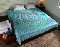 1 x RAW Customer Returns RAJRANG BRINGING RAJASTHAN TO YOU Large King Size Mandala Tapestry for Bedroom and Living Room Wall Hanging Ombre Tapestries Cotton Sea Green 90 x 108  - RRP €23.99