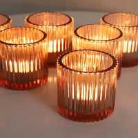 1 x RAW Customer Returns Vohocandle Pink Tealight Candle Holders Set of 6, Vintage Tealight Candle Holders Bulk Pack for Wedding Party Home Decoration, Glass Candle Holders for Table Decoration Pink, 7cm x 6.5cm  - RRP €20.4