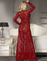 1 x RAW Customer Returns comeondear women s dresses sexy lace long long sleeve V-neck negligee pregnancy maternity dress cocktail dress evening dress, L XL 40 EU 42EU, red - RRP €28.99