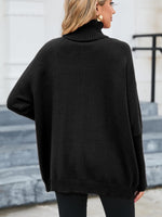 1 x Brand New Famulily Soft Turtleneck Sweater Women Long Thick Knitted Sweater Winter Chunky Mesh Black M - RRP €29.14