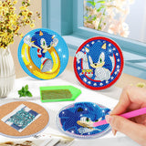 3 x Brand New Lxmsja 6 PCS Diamond Painting Coasters with Holder, Diamond Painting Sonic, Diamond Painting Pictures Adults Children, Diamond Cup Coasters with Cork, Crafts Adults Women - RRP €35.16