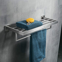 1 x RAW Customer Returns Towel rack wall bathroom towel holder made of brushed stainless steel, matte finish - RRP €50.41