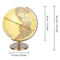 1 x RAW Customer Returns EXERZ 30cm Antique Globe- Metal Base Bronzed Color- Carte en Anglais- Large Rotating Globe - Educational Geographic Modern Desk Decoration - for School, Home and Office - RRP €59.99