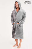 1 x RAW Customer Returns CityComfort Men s Dressing Gown Super Soft Men s Fleece Robe with Hood Robes Bathrobe Warm and Cozy Light Grey, 3XL  - RRP €28.26