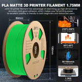 1 x RAW Customer Returns JAYO Matte PLA Filament 1.75mm, 3D Printer Filament PLA Matte 1.1KG, Neatly Wound Filament, Dimensional Accuracy - 0.03 mm, 1.1 KG Spool 2.42 LBS , 363 Meters, PLA Matte Black - RRP €21.99