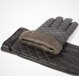 1 x Brand New YISEVEN Men s Lambskin Buttery Soft Premium Quilted Leather Gloves Touchscreen Winter Warm Fleece Fur Lined Button Heated Real Sheepskin Motorcycle Gift Father s Day, Brown 9.5 L - RRP €34.27