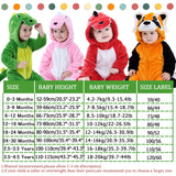 1 x RAW Customer Returns Doladola Baby Romper with Hood Flannel Winter Jumpsuit Costumes for Baby Boys Girls Cartoon Pajamas 12-18 Months, Green Dinosaur  - RRP €25.94