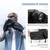 1 x RAW Customer Returns JJC Nylon Camera Rain Cover for Canon, Sony, Nikon Camera and Lenses 230 mm Length, Strap and Tripod Mountable, Zippered Window, Non-Slip Lens Covers, Black - RRP €24.07