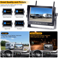 1 x RAW Customer Returns Rear View Camera Motorhome Wireless HD 1080P 7 DVR Touch Key Monitor Set Split Screen 4 Channels for Truck Caravan AMTIFO A7 - RRP €100.84