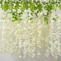 1 x RAW Customer Returns AIYONG 12 Pieces Artificial Wisteria Flowers, Wisteria Garland, Odorless Garland, Environmentally Friendly Hanging Flower Vine, Decoration for Weddings, Gardens, Parties, Home Restaurants White  - RRP €20.45