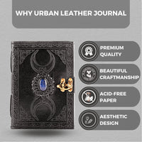 1 x RAW Customer Returns Urban Leather Lapis 3 Luna, Celtic Shadow Grimoire Book, Vintage Journal for Men and Women, Drawing, Sketchbook, Writing, Notebook, Thick Pages - RRP €21.17