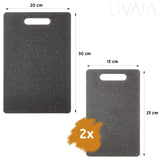 1 x RAW Customer Returns Cutting board set 3 high-quality plastic breakfast boards - black cutting board, dishwasher safe - 1x large cutting board 20x30cm - 2x small cutting board 15x25cm - kitchen gadgets from LIVAIA - RRP €12.56