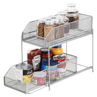 1 x RAW Customer Returns HAITRAL Under Sink Shelf, Pull Out Cabinet Organizer Under Sink, 2-Tier Sink Cabinet Organizer Kitchen Shelf Made of Metal - Silver - RRP €21.17