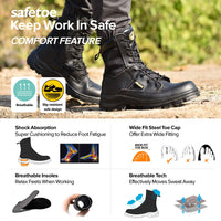 1 x RAW Customer Returns Safety Shoes for Men and Women, S3 Military Work Safety Boots with Waterproof Leather, Steel Toe Cap, Lightweight Footwear for Zipper, More Comfortable Insole, EU 42 - RRP €64.98