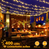 1 x RAW Customer Returns Ollny outdoor fairy lights 40M 400 LED, fairy lights power 8 modes with remote control timer, IP44 waterproof fairy lights for indoor and outdoor, party wedding garden warm white  - RRP €32.51