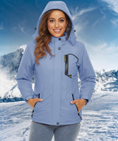 1 x RAW Customer Returns TACVASEN Women s Windproof Waterproof Functional Jacket Winter Hiking Outdoor Jacket Work Jacket Functional Jackets Hiking with Pockets, Light Blue, M - RRP €76.98