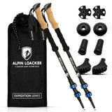 1 x RAW Customer Returns Alpin Loacker telescopic hiking poles carbon aluminum with cork handle I Lightweight Nordic walking poles for men and women for skiing and hiking I Trekking poles telescope for mountain sports, blue - RRP €40.33