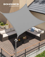 1 x RAW Customer Returns SONGMICS Sun Shade Sail 3 x 3 m, Waterproof with a Water Column of 665 mm, Sun Protection Made of Tear-Resistant Polyester, UV Protection 93 , Patio, Garden, Balcony, Square, 2 m Ropes, Light Grey GSH33QY - RRP €28.54