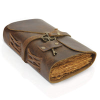 1 x RAW Customer Returns WANDERINGS Vintage Leather Notebook - 10 x 15cm - Small Antique, Handmade Leather Notebook with Rustic Deckle Edge Paper in Gift Box - Perfect for Writing, as a Sketch Diary - RRP €26.09