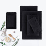 1 x RAW Customer Returns Casa Copenhagen Popcorn 6 Piece Towel Set - Black 600gsm 2 Bath Towels, 2 Hand Towels, 2 Wash Cloths Made from Soft Egyptian Cotton for Bathroom, Kitchen and Shower - RRP €45.65