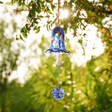 6 x Brand New 66cm Wind Chime with Art Glass Bell, Handmade Blown Glass Wind Chime for Outdoor, Memorial Wind Chime with Glass Beater, Beautiful Decorative Bell Wind Chime Royal Blue  - RRP €197.94