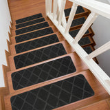 1 x RAW Customer Returns SHACOS Set of 15 Indoor Stair Mats 76x20cm Stair Carpet Black Rectangular Stair Mats Self-Adhesive Grey Stair Carpet Anti-Slip Stair Carpet for Children, Elderly and Dogs - RRP €41.56