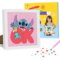 4 x Brand New GHHKUD Diamond Painting Children with Frame, Stitch Diamond Painting Set, Diamond Painting Pictures Children with Gift Box, Diamond Painting for Children from 8-12 Years, Art Craft for Home Decor 18 x 18 cm  - RRP €81.6