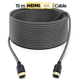 1 x RAW Customer Returns PowerBear 4K HDMI Cable 15m 18Gbps High Speed HDMI Cable, Braided Nylon Gold Connectors, 4K 60Hz, Ultra HD, 2K, 1080P, ARC CL3 Certified for Laptop, Monitor, PS5, PS4 more - RRP €35.0