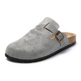 1 x RAW Customer Returns JOMIX Sandals Men s Mules Flat Slippers Summer Boys Clogs Leather Slip On Shoes Elegant Gray, 45 EU, MU8676  - RRP €60.0