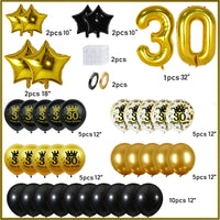 25 x Brand New 30th birthday men decoration, black gold balloons 30th birthday men women with birthday decoration 30 Happy Birthday banner, 30th birthday decoration, gold confetti balloons for 30th birthday decoration - RRP €344.0