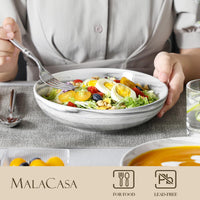 1 x RAW Customer Returns MALACASA Pasta Plate 1200 ml, 4-piece Marble Ceramic Deep Plate Salad Plate, Noodle Plate, Soup Plate, Ramen Bowl, Large Salad Bowl, Multi-Purpose Bowls, Gray REGULAR Series - RRP €41.78