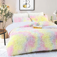 1 x RAW Customer Returns Sacebeleu Plush Bedding Set 135x200cm Colorful Warm Winter Fluffy Flannel Beaver Girls Duvet Cover with Zipper and 1 Pillowcase 80x80cm - RRP €41.34