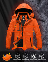 1 x RAW Customer Returns GEMYSE Men s Waterproof Ski Jacket Windproof Fleece Outdoor Winter Jacket with Hood Orange 02,2XL  - RRP €89.98