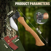 1 x RAW Customer Returns DRGSKL hatchet axe outdoor with sheath, 36.5cm camping axe made of carbon steel, splitting axe with ergonomic ash wood handle, axe for splitting wood for camping, outdoor use, garden - RRP €47.99