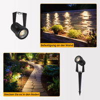 1 x RAW Customer Returns Svater garden lighting LED outdoor, 20M set of 6 1800LM 6 2W garden spotlights COB IP65 waterproof spotlight warm white 3000K garden lamp with plug, path lighting for lawn yard, terrace, driveway - RRP €50.16