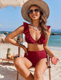 1 x RAW Customer Returns AI MAGE Bikini Set Women High Waist 2 Pack Swimsuit Sexy Holiday Push Up Swimwear Red XL - RRP €30.24