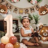 4 x Brand New Brown Bear Balloons 1st Birthday Decoration - 22 Pieces Birthday Balloon, Number 1 Foil Balloon, Brown Bear Balloon, Brown Bear Head, Heart Foil Balloon for Children s Birthday, Baby Shower, Adult Anniversary - RRP €76.8