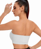 1 x RAW Customer Returns ANGOOL Women s Bandeau Strapless Bra Without Wire Padded Bralette Bra Seamless Tube Top Bra with Transparent Straps, White, S - RRP €18.99