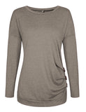 1 x Brand New MOLERANI Women Tops Long Sleeve Round Neck Tunic Blouse T-Shirts Casual T-Shirt Brown L 42-44 - RRP €27.19