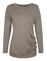 1 x Brand New MOLERANI women s long-sleeved T-shirt, lightweight sweater, loose long-sleeved shirt, tunic tops, casual blouse, round neck tops, brown DE 34-36 S - RRP €26.99