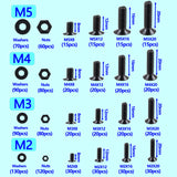 1 x RAW Customer Returns HVDHYY 1065 pieces screw set M2 M3 M4 M5 made of carbon steel cylinder screws with flat head black machine screws nuts and washers assortment kit round head with storage box - RRP €18.7