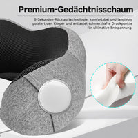 8 x Brand New Riqiaqia Travel Pillow, Neck Pillow Memory Foam, Neck Pillow Travel with Sleep Mask, Ear Plugs, Bag, Soft Pillow for Sleep, Airplane, Car and Home Black  - RRP €96.8