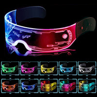 2 x RAW Customer Returns Kimimara Cyberpunk LED Glasses - Party Light Glasses Luminous Visor Glasses - High Tech - RRP €26.38